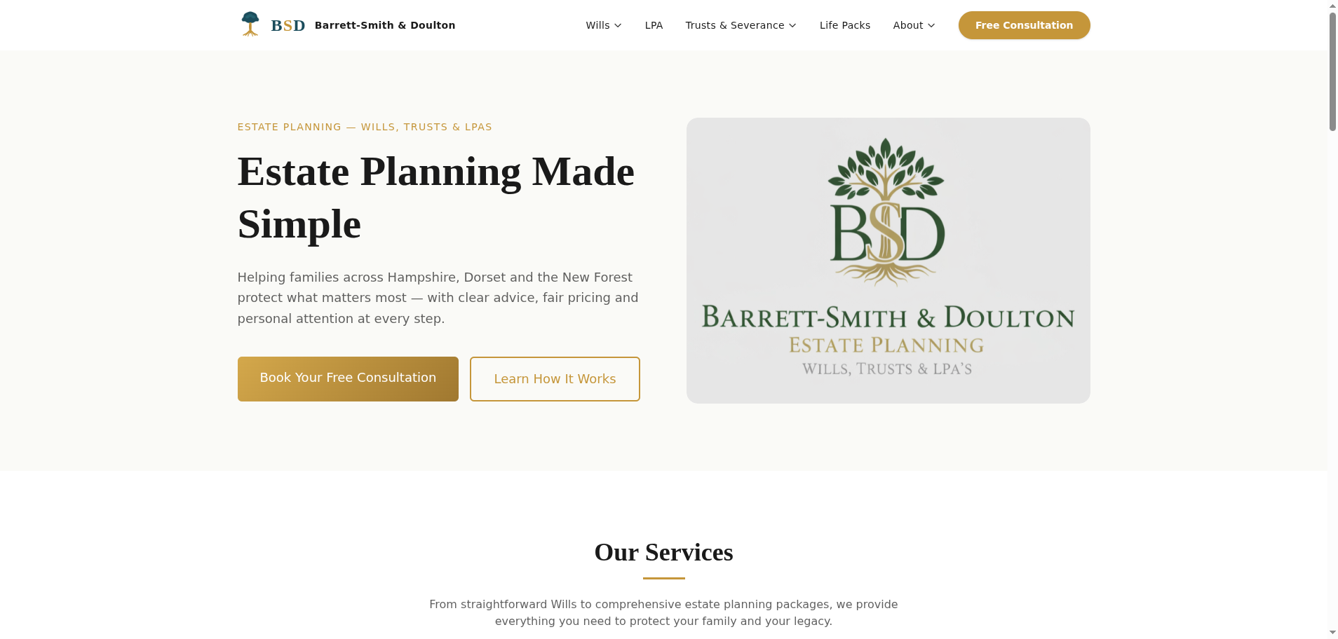 Barrett-Smith & Doulton website homepage