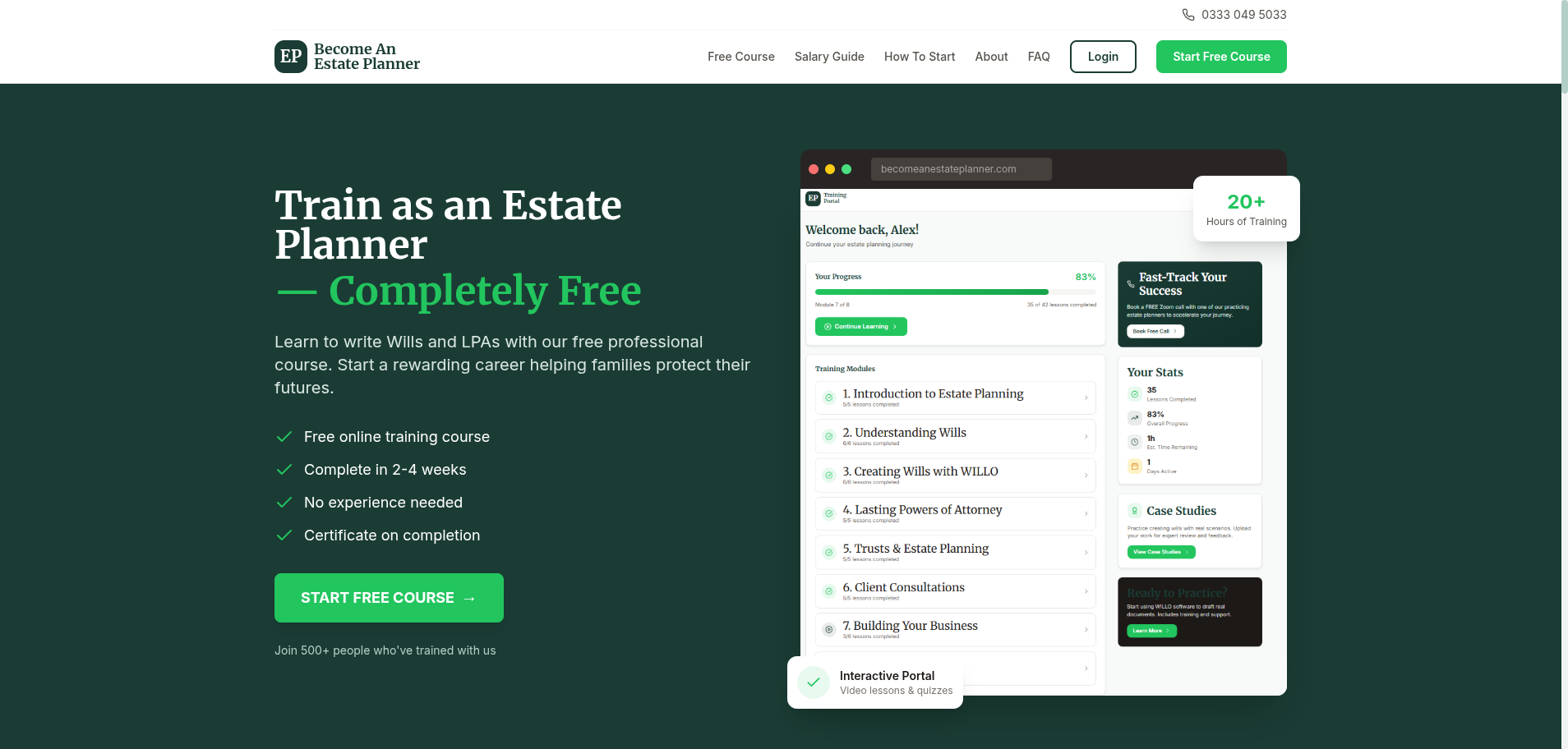 Become an Estate Planner website homepage