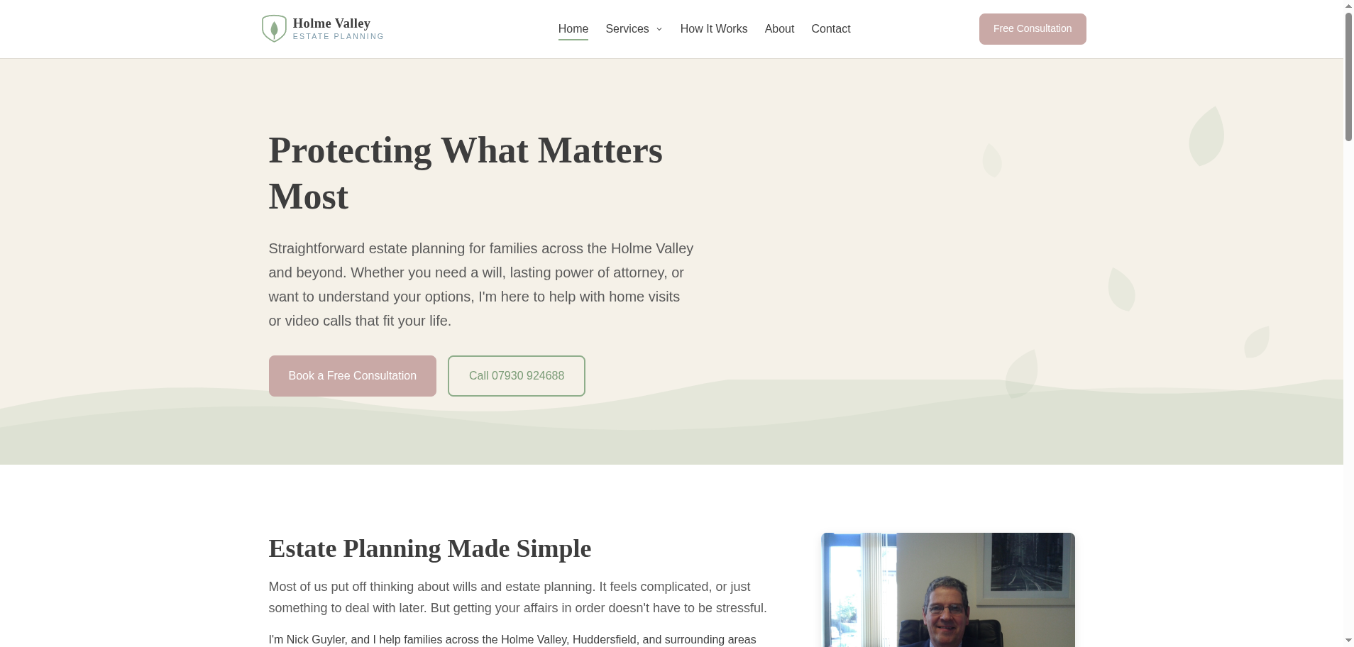 Holme Valley Estate Planning website homepage