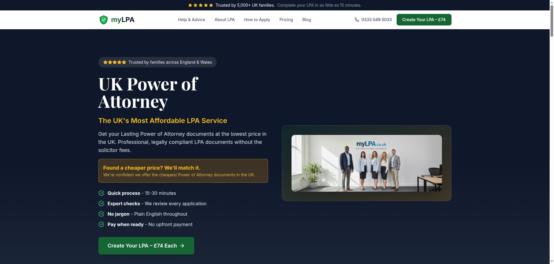 myLPA website homepage