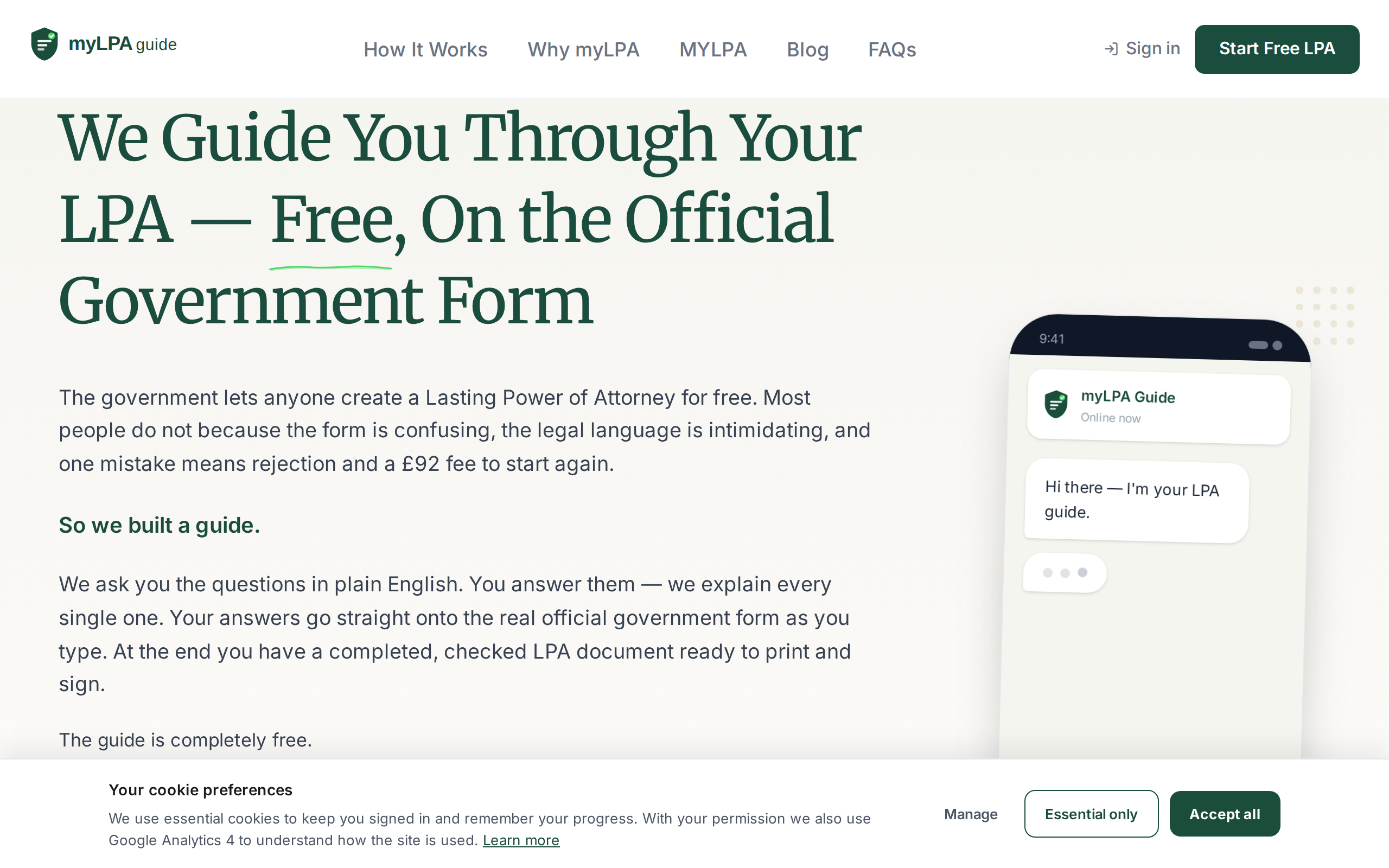 myLPA Guide website homepage